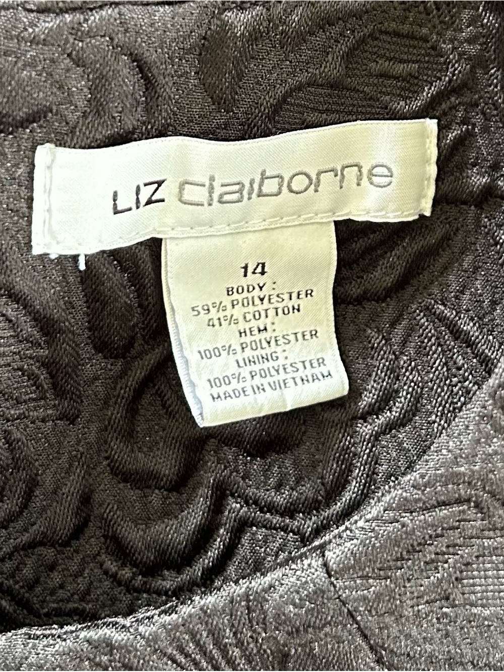 Liz Claiborne Black Textured Fit-and-Flare Dress - Women size 14 - Picture 8 of 9